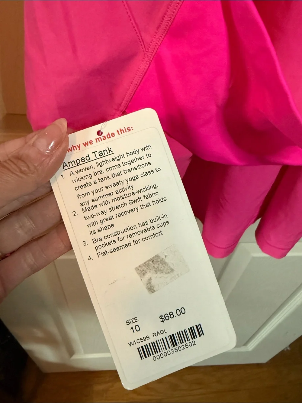 Lululemon Amped Racerback Tank Top Built in Bra Pink Woman’s Size 10 NEW!